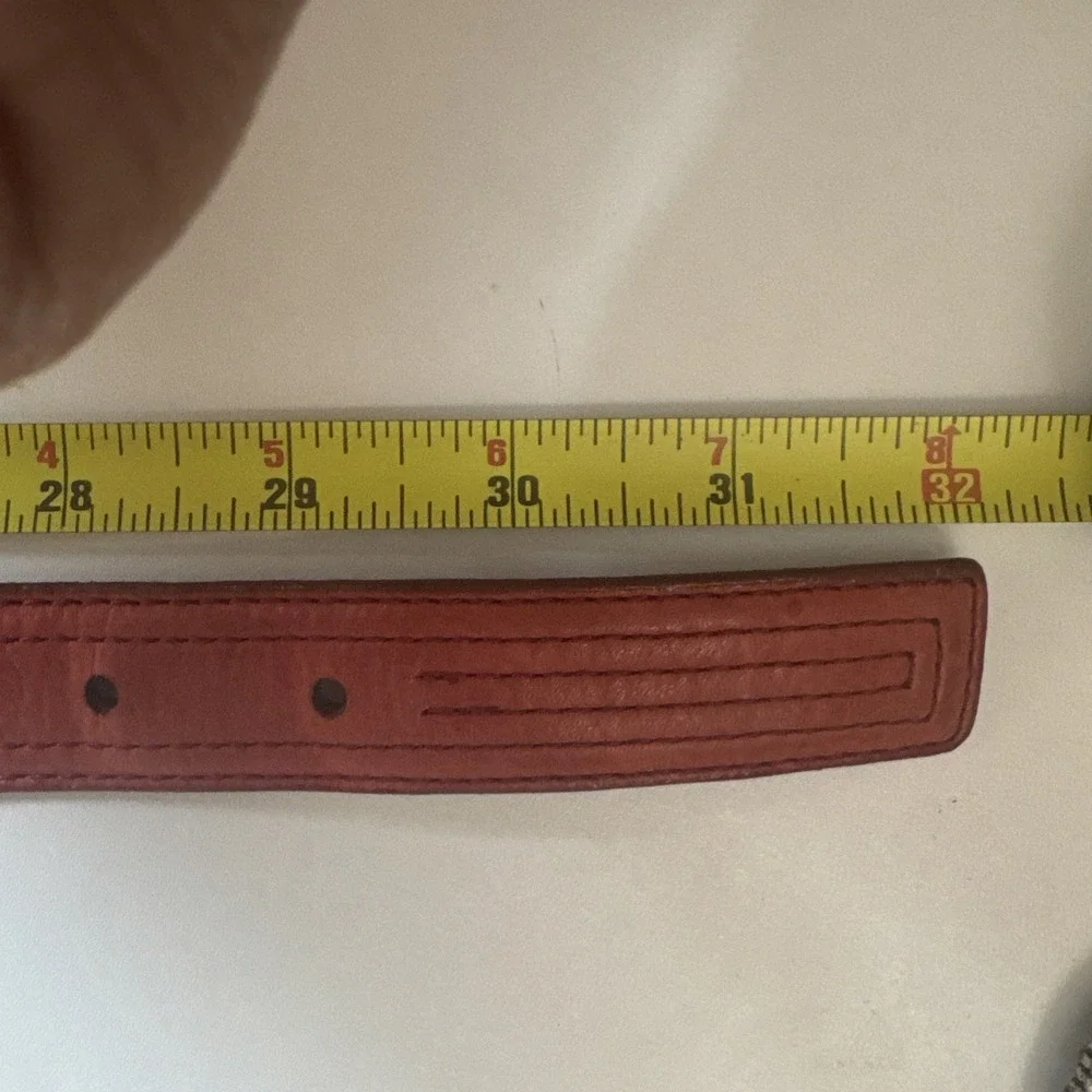 Dockers Red Full Grain Leather Belt Stitched Sz S 1